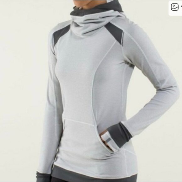 Lululemon Base Runner Hoodie 8 Wee Stripe White Gray W3B90S Running - Picture 1 of 12